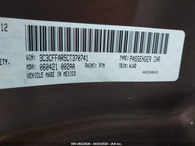 2012 FIAT 500 3C3CFFAR5CT370741 Photo 8