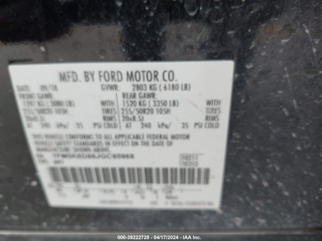 Ford EXPLORER XLT 2018 1FM5K8D88JGC85968 Image 9