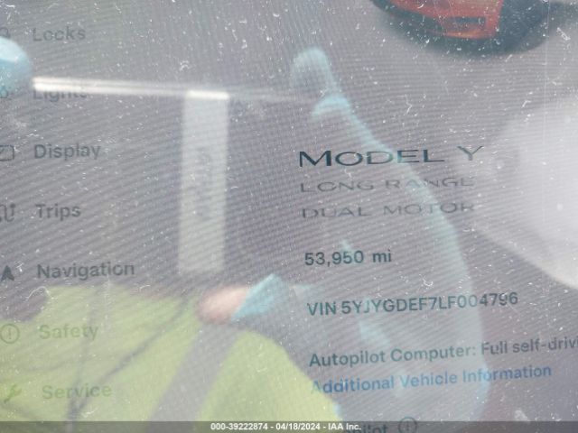 5YJYGDEF7LF004796 Tesla Model Y Long Range Dual Motor All-wheel Drive/performance Dual Motor All-wheel Drive