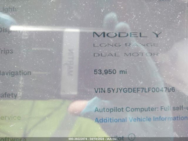 5YJYGDEF7LF004796 Tesla Model Y Long Range Dual Motor All-wheel Drive/performance Dual Motor All-wheel Drive