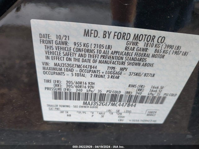 Ford Ecosport Se 2021 MAJ3S2GE7MC447844 Image 9
