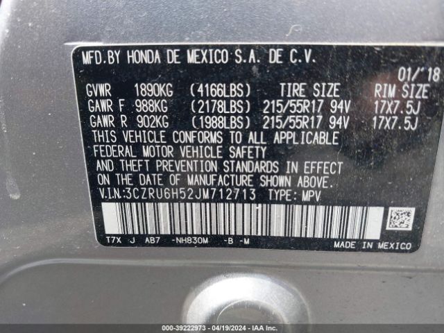 3CZRU6H52JM712713 Honda HR-V EX