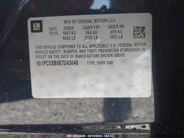 Chevrolet Cruze 1lt Auto 2014 1G1PC5SB0E7243848 Image 9