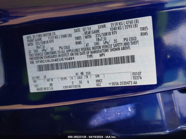Ford Escape Titanium 2014 1FMCU9JX4EUE10491 Image 9