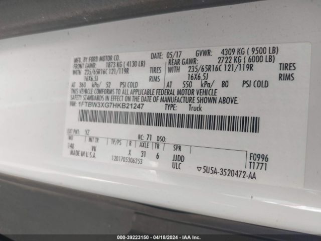 1FTBW3XG7HKB21247 Ford Transit-350