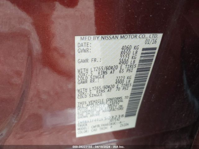 1N6BA1F44GN503238 Nissan Titan Xd Platinum Reserve Diesel