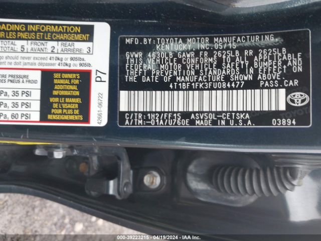 4T1BF1FK3FU084477 Toyota CAMRY SE