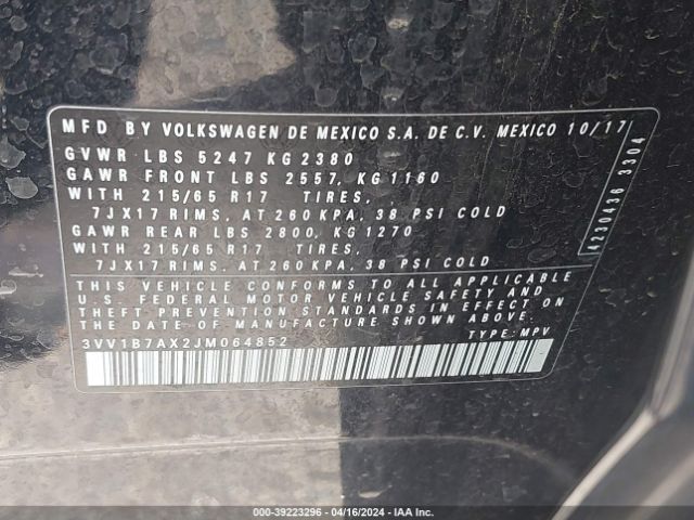3VV1B7AX2JM064852 Volkswagen Tiguan 2.0t S