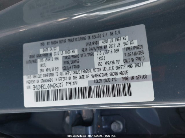 3MVDMBCLXNM424747 Mazda Cx-30 Carbon Edition