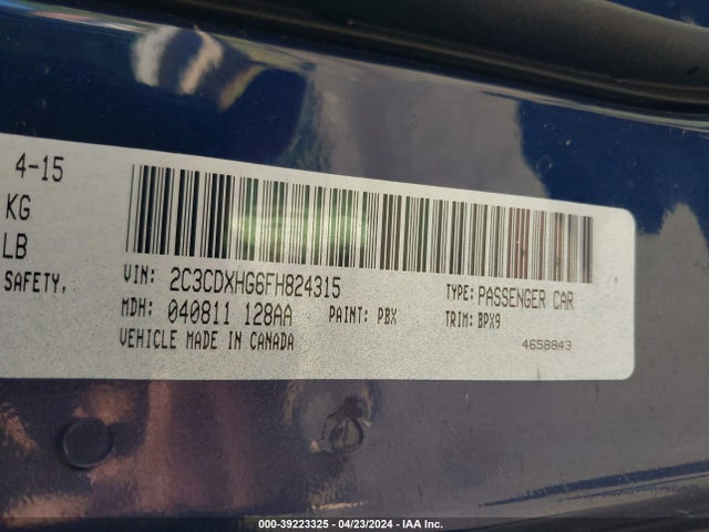 Dodge Charger Sxt 2015 2C3CDXHG6FH824315 Image 9