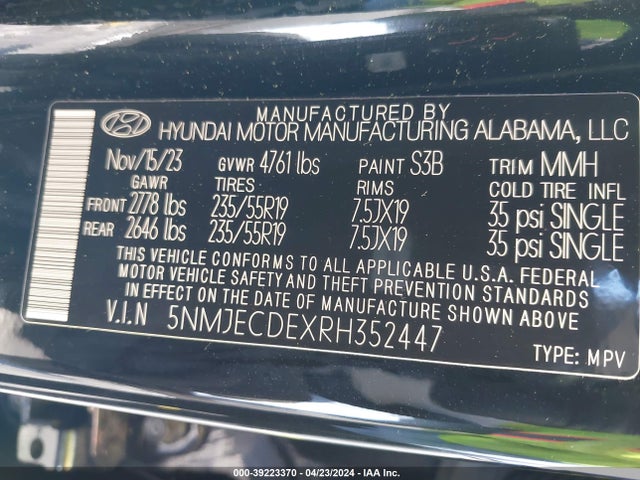 Hyundai Tucson Limited 2024 5NMJECDEXRH352447 Image 9