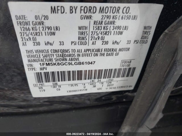 Ford Explorer St 2020 1FM5K8GC9LGB61047 Image 9