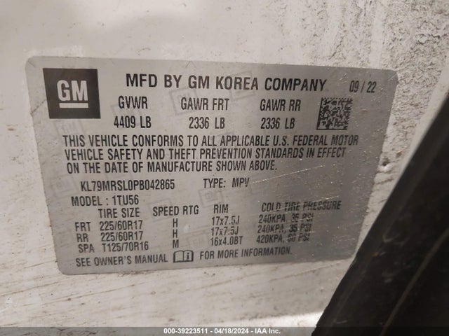 Chevrolet Trailblazer Awd Lt 2023 KL79MRSL0PB042865 Image 9