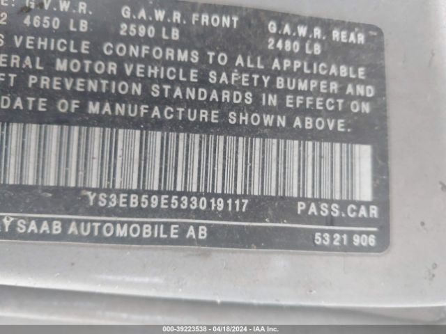 2003 SAAB 9-5 YS3EB59E533019117 Photo 8