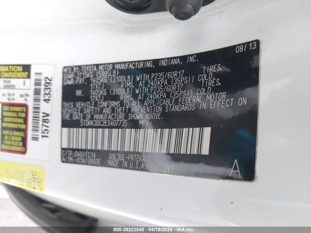 Toyota Sienna Le V6 8 Passenger 2014 5TDKK3DC2ES407735 Image 9