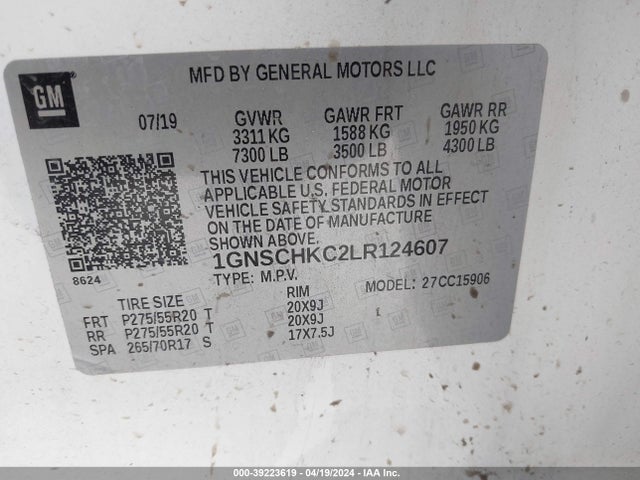 Chevrolet Suburban 2wd Lt 2020 1GNSCHKC2LR124607 Image 9