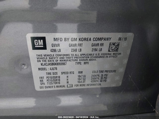 KL4CJASB6KB959967 Buick Encore Fwd Preferred