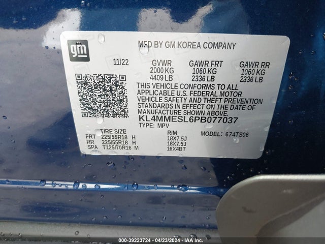 KL4MMESL6PB077037 Buick Encore Gx Select Awd