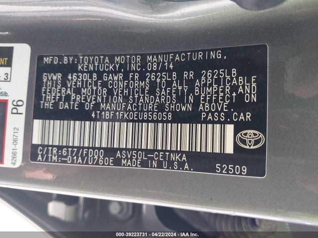 Toyota CAMRY LE 2014 4T1BF1FK0EU856058 Image 9