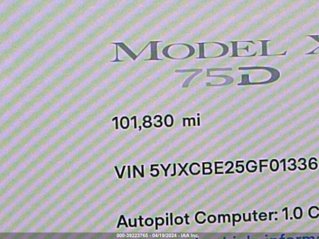 5YJXCBE25GF013365 Tesla Model X 60d/70d/75d/90d/p100d