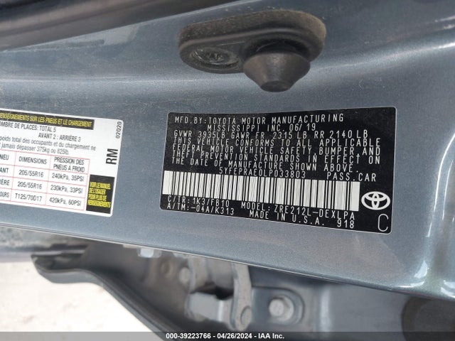 Toyota COROLLA LE 2020 5YFEPRAE0LP033803 Image 9
