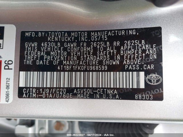 Toyota CAMRY LE 2015 4T1BF1FK0FU968599 Image 9