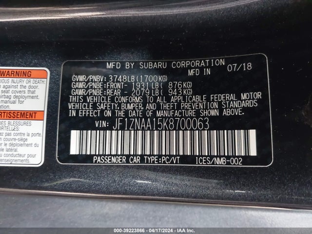 Toyota 86 2019 JF1ZNAA15K8700063 Image 9