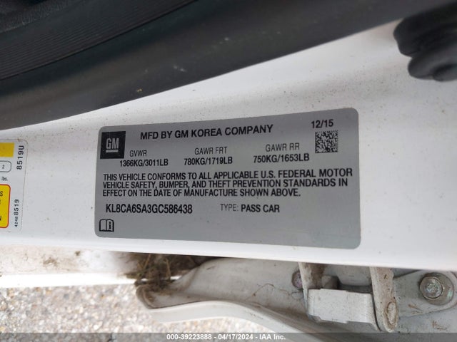 Chevrolet Spark Ls Manual 2016 KL8CA6SA3GC586438 Image 9