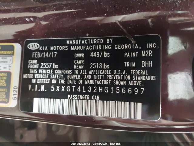 KIA Optima Lx 2017 5XXGT4L32HG156697 Image 9