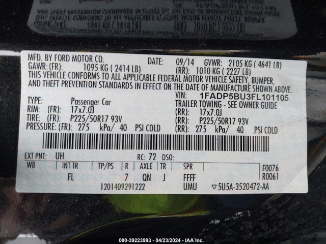 Ford C-max Hybrid Sel 2015 1FADP5BU3FL101105 Image 9