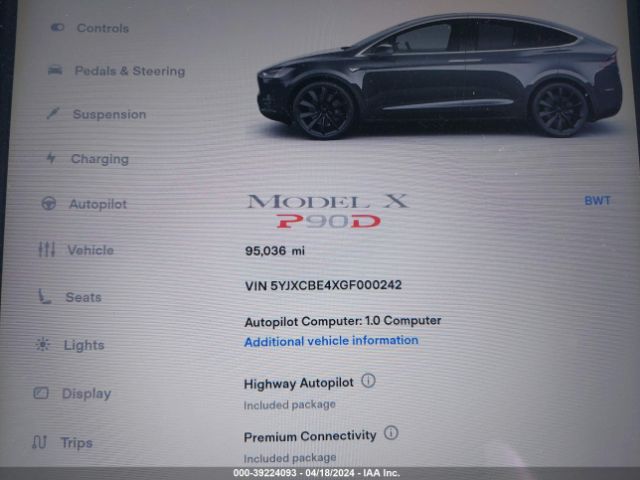5YJXCBE4XGF000242 Tesla Model X 75d/p100d/p90d