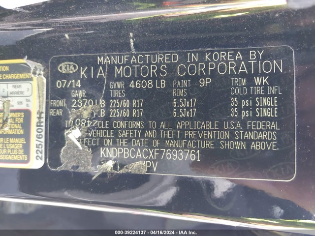 KIA Sportage Lx 2015 KNDPBCACXF7693761 Image 9