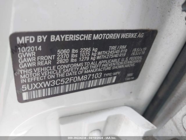 5UXXW3C52F0M87103 BMW X4 Xdrive28i