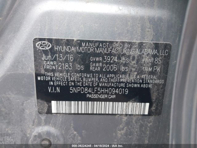 5NPD84LF5HH094019 Hyundai ELANTRA SE