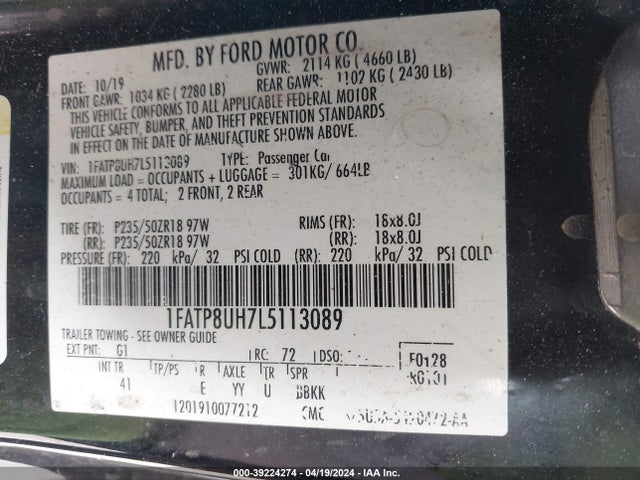 Ford Mustang Ecoboost Premium 2020 1FATP8UH7L5113089 Image 9