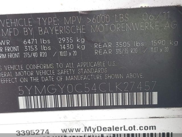 2012 BMW X5 M 5YMGY0C54CLK27457 Photo 8
