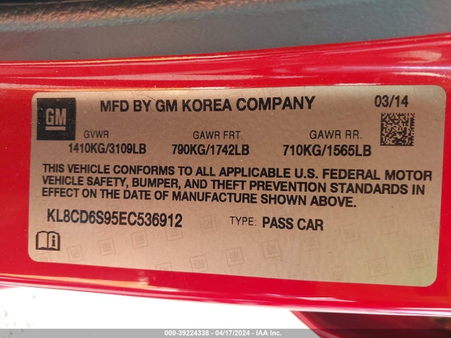 Chevrolet Spark 1lt Auto 2014 KL8CD6S95EC536912 Image 9