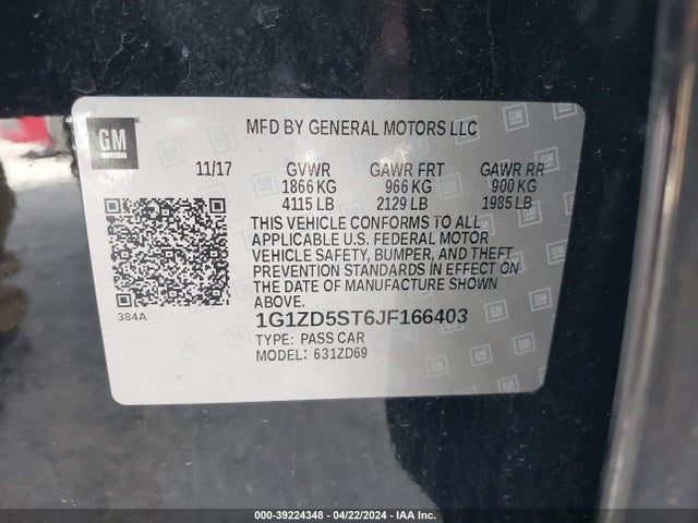 Chevrolet MALIBU LT 2018 1G1ZD5ST6JF166403 Image 9