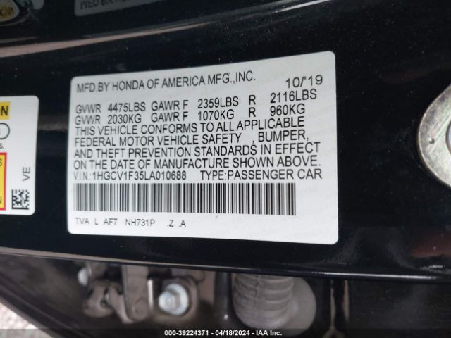 1HGCV1F35LA010688 Honda Accord Sport