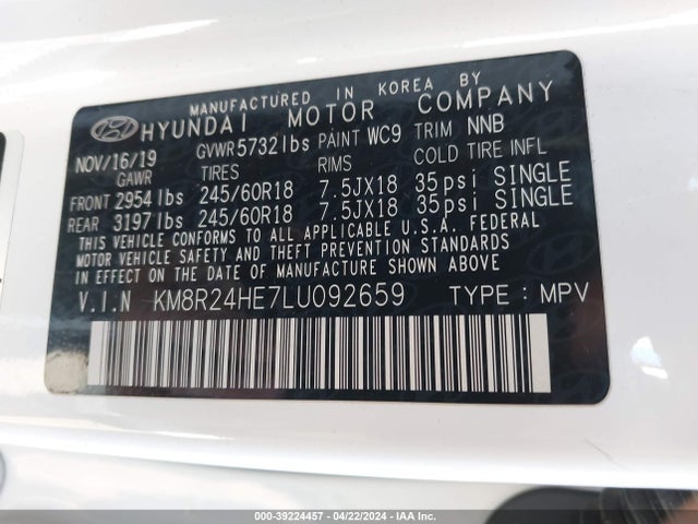 Hyundai Palisade Sel 2020 KM8R24HE7LU092659 Image 9
