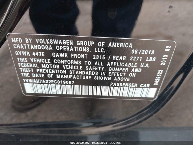 Volkswagen Passat 2.5l Wolfsburg Edition 2014 1VWAH7A32EC019067 Image 9