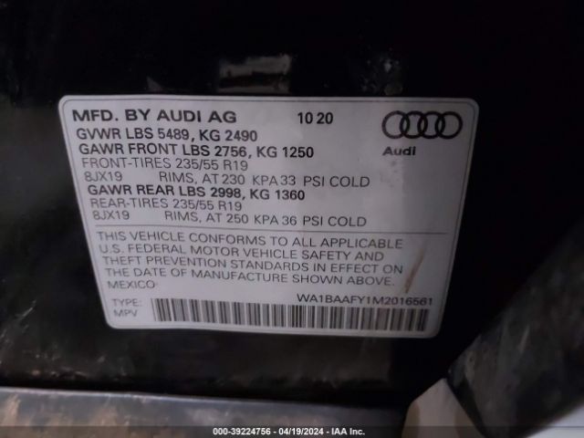 WA1BAAFY1M2016561 Audi Q5 Premium Plus 45 Tfsi Quattro S Tronic