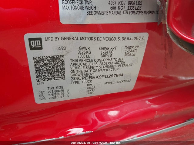 Chevrolet Silverado 1500 4wd  Short Bed Custom 2023 3GCPDBEK9PG267944 Image 9