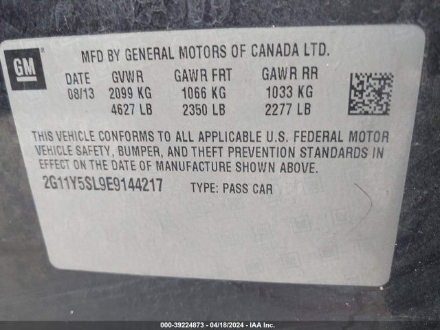 Chevrolet Impala 1ls 2014 2G11Y5SL9E9144217 Image 9