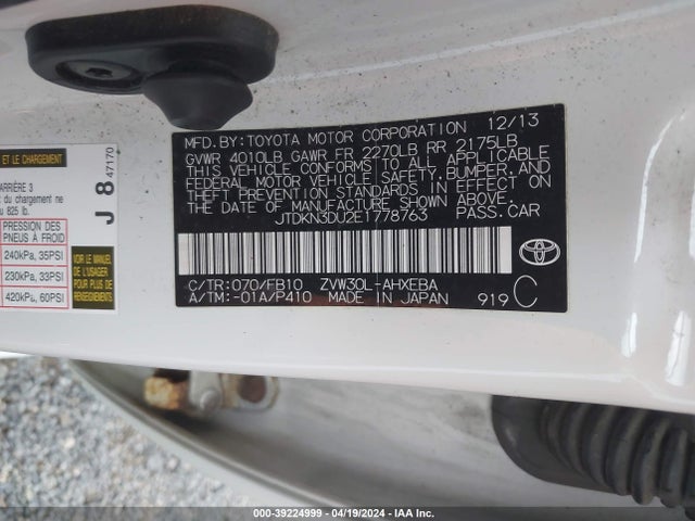 Toyota Prius Three 2014 JTDKN3DU2E1778763 Image 9