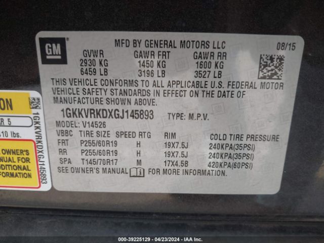 1GKKVRKDXGJ145893 GMC Acadia Slt-1