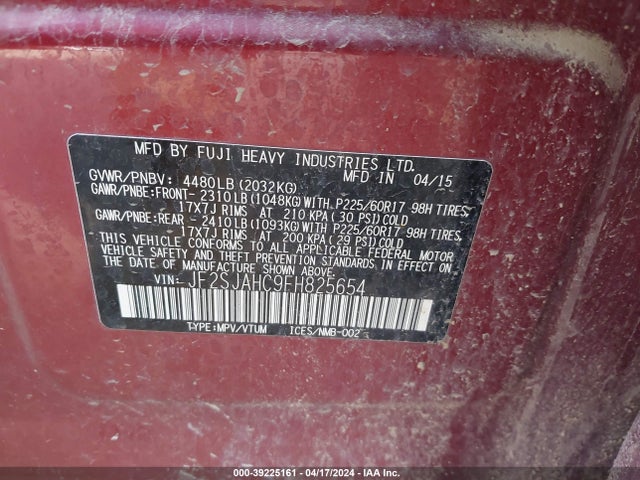 Subaru Forester 2.5i Limited 2015 JF2SJAHC9FH825654 Image 9