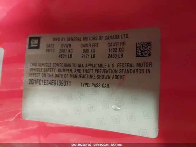 Chevrolet Camaro 2lt 2014 2G1FC1E34E9139371 Image 9