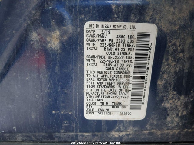 Nissan ROGUE SV 2019 JN8AT2MT7KW261996 Image 9