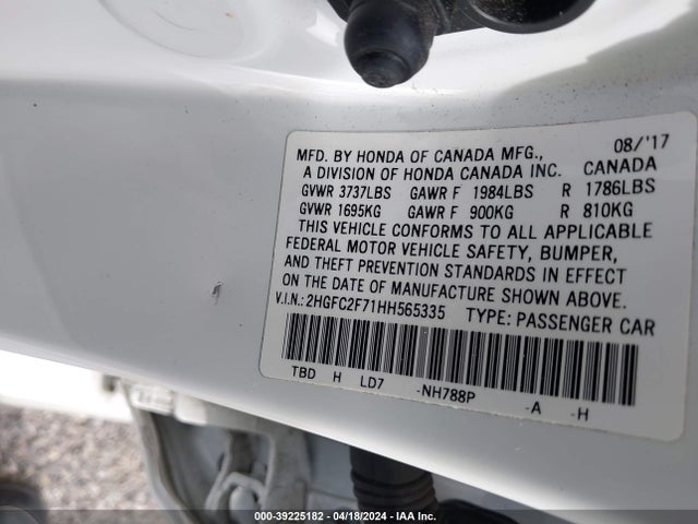 Honda CIVIC EX 2017 2HGFC2F71HH565335 Image 9